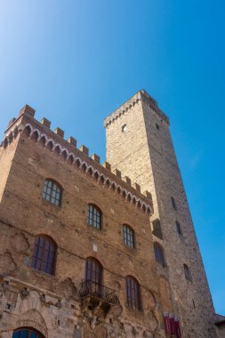 Ancient medieval tower in the town center of San Gimignano, Tuscany, Italy