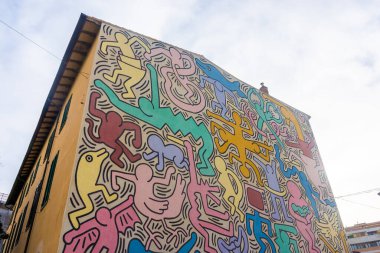 Pisa, İtalya, 14 Nisan 2022: Keith Haring 'in 