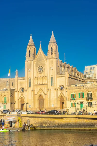 Sliema Malta Mei 2022 Kathedraal Direct Aan Haven Van Sliema — Stockfoto
