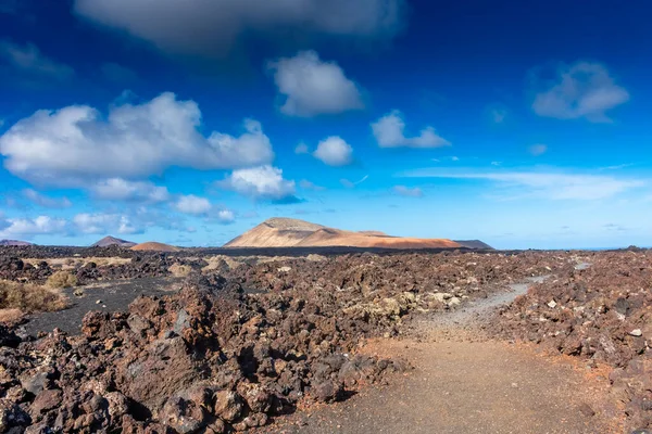 Lava Path Caldera Blanca Volcano Lanzarote Canary Islands Spain — Stock Fotó