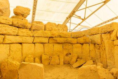 Megalithic ancient temple at the Hagar Qim Complex in Qrendi Malta