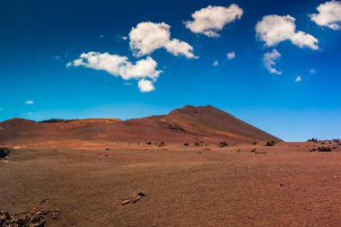 Volkanik manzara Timanfaya Ulusal Parkı, Lanzarote, Kanarya Adaları, İspanya