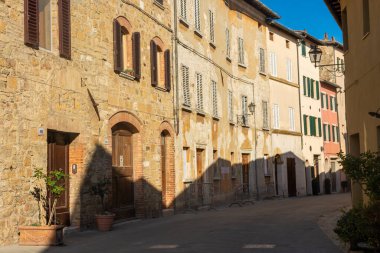 San Quirico d'Orcia, Italy, 16 April 2022: View of the medieval town