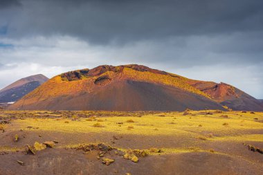 Landscape of El Cuervo Volcano in Lanzarote, Canary Islands, Spain