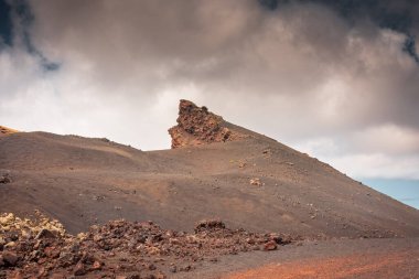 Landscape of El Cuervo Volcano in Lanzarote, Canary Islands, Spain
