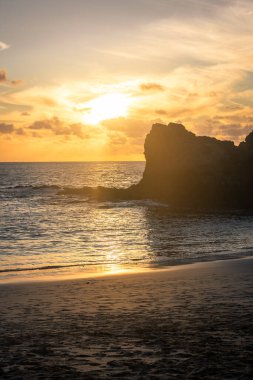 Beautiful sunset over the Atlantic Ocean at Papagayo Beach, Lanzarote, Canary Islands, Spain