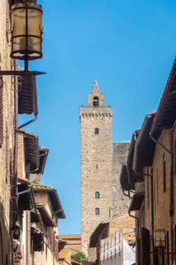 Ancient medieval tower in the town center of San Gimignano, Tuscany, Italy