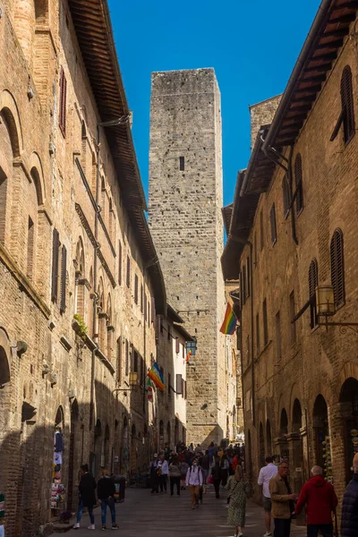 San Gimignano Itálie Dubna 2022 Pohled Věže Historickém Centru — Stock fotografie