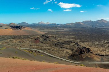 Volkanik manzara Timanfaya Ulusal Parkı, Lanzarote, Kanarya Adaları, İspanya