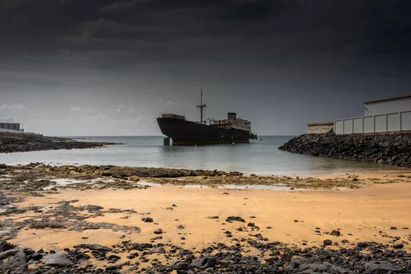Telamon Shipwreck Sea Cloudy Sky Lanzarote Island Spain — Foto de Stock