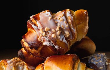 St. Martin's croissant. Fresh traditional polish pastry with poppy-seed filling and nuts. Saint Martin croissant, Rogal swietomarcinski or marcinski from Poland.