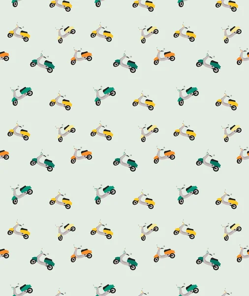 Mavi arkaplan düz vektörü üzerinde renksiz motosikletlerin kusursuz deseni 