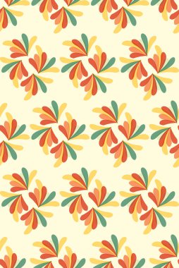 Kusursuz renkli desenli düz vektör, soyut desensiz çiçek deseni