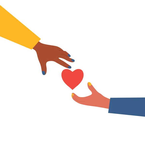 Dvě Ruce Srdcem Láska Péče Podpora Koncepce Poskytování Pomoci Pomocné — Stockový vektor