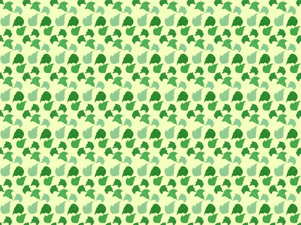 Seamless Pattern Green Leaves Light Yellow Background Flat Vector Seamless — Archivo Imágenes Vectoriales