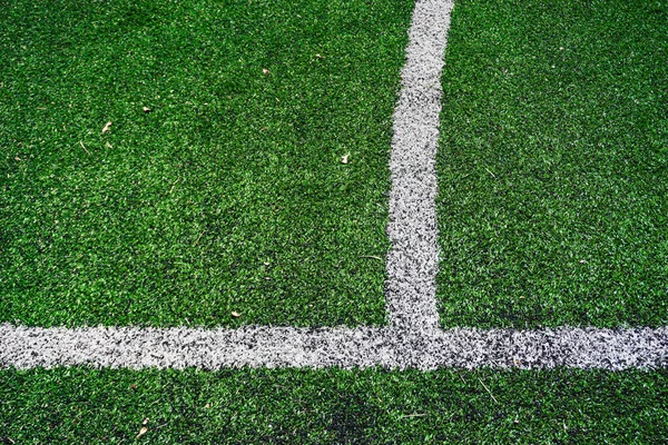 Χλοοκοπτικό Λευκά Σημάδια Για Ποδόσφαιρο Γήπεδο Πεδίο Για Ποδόσφαιρο — Φωτογραφία Αρχείου