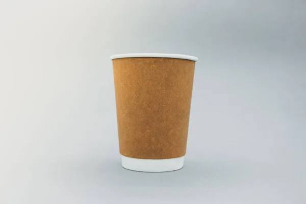 Mockup Image Paper Cup Lid Clean Gray Background — Stock Photo, Image