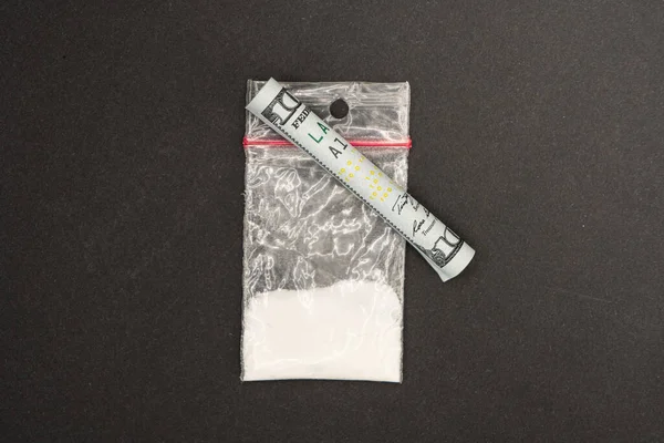 Billetes Bolsas Plástico Que Contienen Cocaína — Foto de Stock