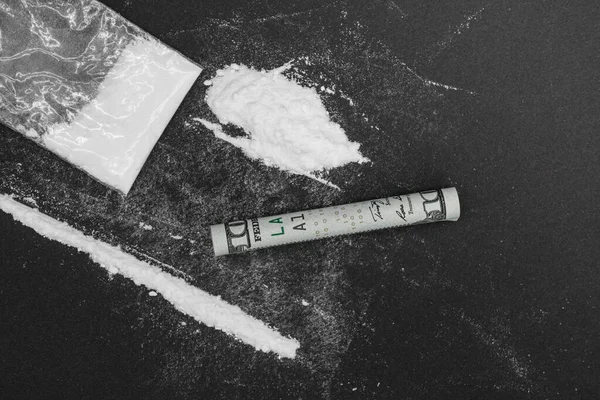 Cocaína Otras Drogas Ilegales Vista Superior — Foto de Stock