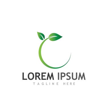 Doğal yeşil yaprak logosu ve sembolü