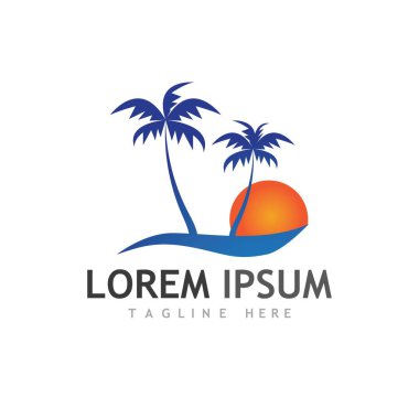 Palmiye ağacı logo şablonu vektör çizimi