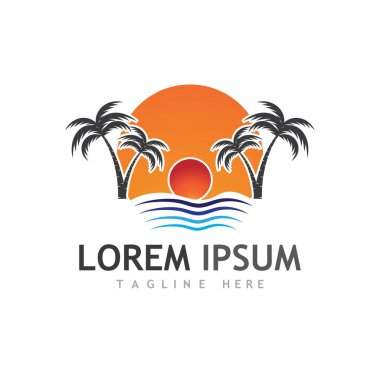 Palmiye ağacı logo şablonu vektör çizimi