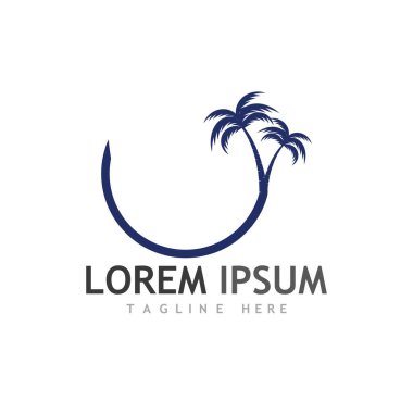 Palmiye ağacı logo şablonu vektör çizimi