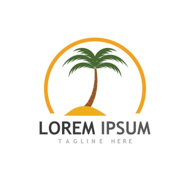Palmiye ağacı logo şablonu vektör çizimi