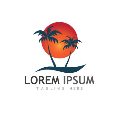 Palmiye ağacı logo şablonu vektör çizimi