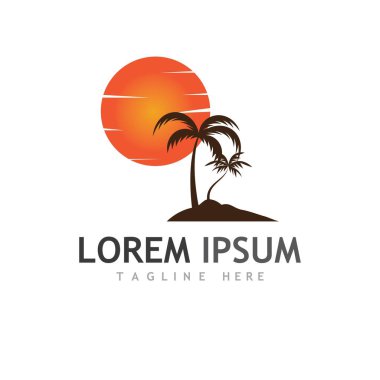 Palmiye ağacı logo şablonu vektör çizimi