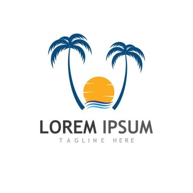 Palmiye ağacı logo şablonu vektör çizimi