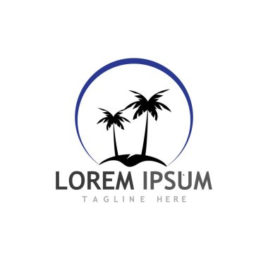 Palmiye ağacı logo şablonu vektör çizimi
