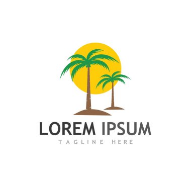 Palmiye ağacı logo şablonu vektör çizimi