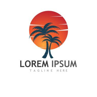 Palmiye ağacı logo şablonu vektör çizimi