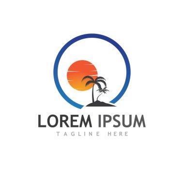 Palmiye ağacı logo şablonu vektör çizimi