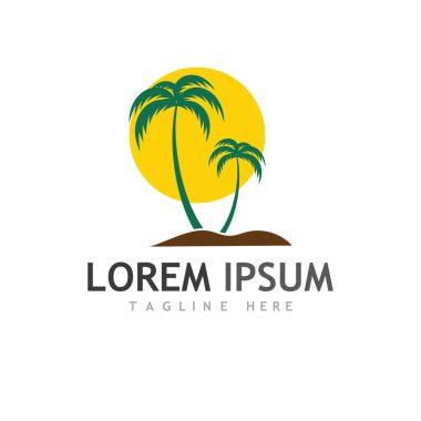 Palmiye ağacı logo şablonu vektör çizimi