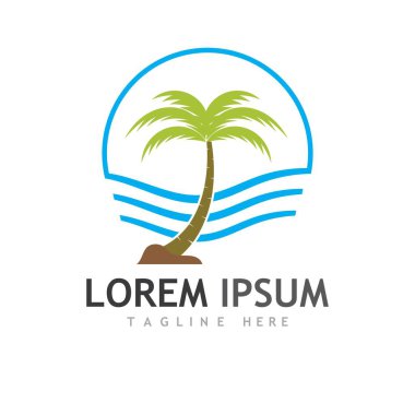 Palmiye ağacı logo şablonu vektör çizimi