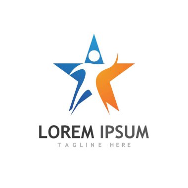 İnsan karakteri logosu çizim vektörü tasarımı