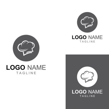 Lokanta, kafe ve çevrimiçi yemek servisi için şef şapkası logosu. Vektör tasarımlı logo.