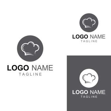 Lokanta, kafe ve çevrimiçi yemek servisi için şef şapkası logosu. Vektör tasarımlı logo.
