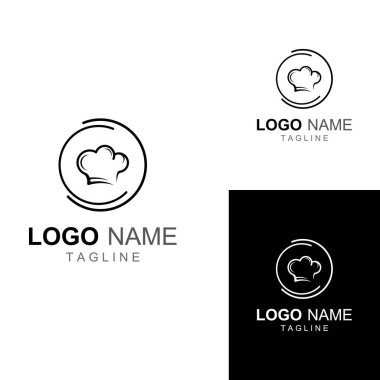 Lokanta, kafe ve çevrimiçi yemek servisi için şef şapkası logosu. Vektör tasarımlı logo.