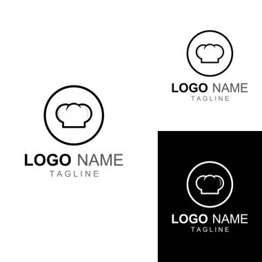 Lokanta, kafe ve çevrimiçi yemek servisi için şef şapkası logosu. Vektör tasarımlı logo.
