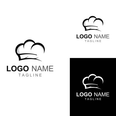 Lokanta, kafe ve çevrimiçi yemek servisi için şef şapkası logosu. Vektör tasarımlı logo.