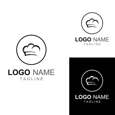 Lokanta, kafe ve çevrimiçi yemek servisi için şef şapkası logosu. Vektör tasarımlı logo.