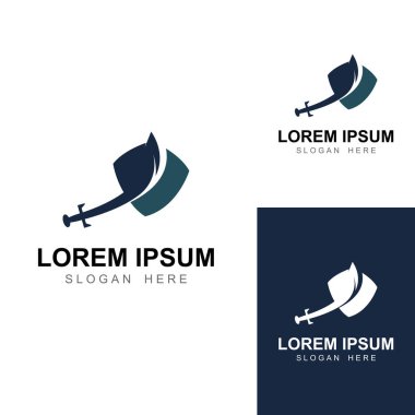 Kılıç, kalkan ve kralın kılıç logosu. Logo vektör tasarımı.