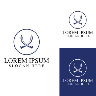 Kılıç, kalkan ve kralın kılıç logosu. Logo vektör tasarımı.