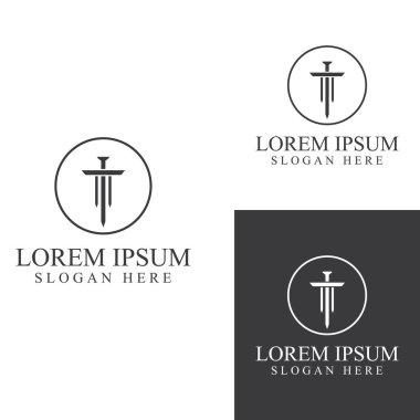 Kılıç, kalkan ve kralın kılıç logosu. Logo vektör tasarımı.