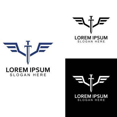 Kılıç, kalkan ve kralın kılıç logosu. Logo vektör tasarımı.