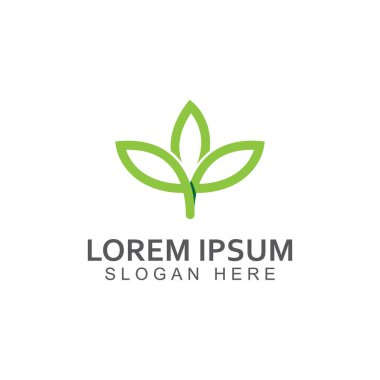 Yeşil yaprak logosu. Bahçelerin, bitkilerin ve doğanın vektör tasarımı.