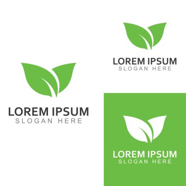 Yeşil yaprak logosu. Bahçelerin, bitkilerin ve doğanın vektör tasarımı.